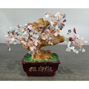 Handcrafted Feng Shui Gemstone Bonsai Tree Money Tree Wealth Tree Prosperity
